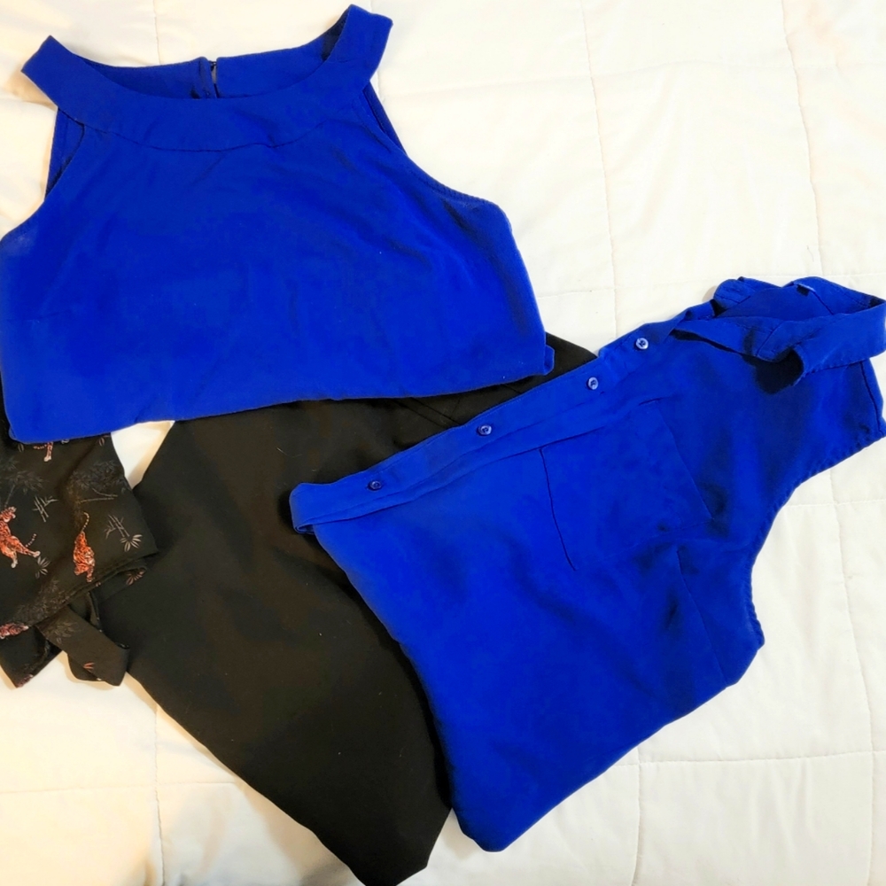Blue AB Studio XL High Neck Dress Shirt